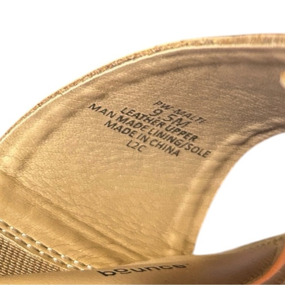 HUSH PUPPIES Malti Leather Sandal Slide sz 9.5M Tan Straps Open Toe Wedge Heel - Picture 8 of 9